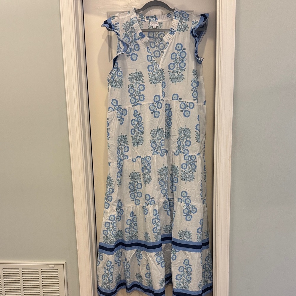 Mud Pie Blue and White Floral Dress